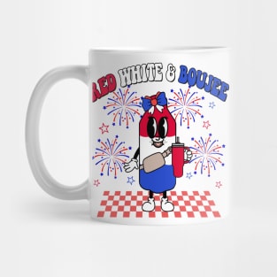 Red White & Boujee Bomb Pop Stanley Tumbler Faux Sequins, Fourth Of July Mug